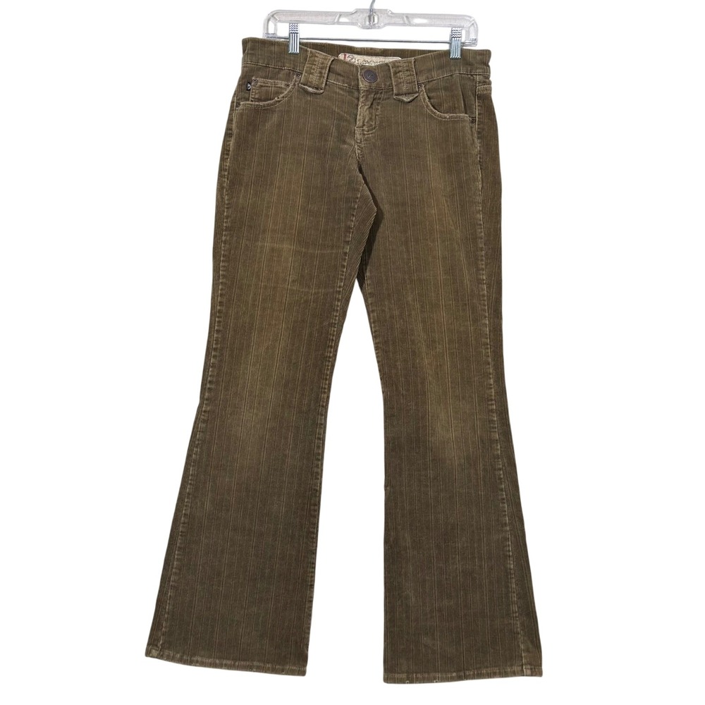 Vtg Z. Cavaricci chunky Corduroy Pants 31.5" Olive Green Flare Y2K Low Rise